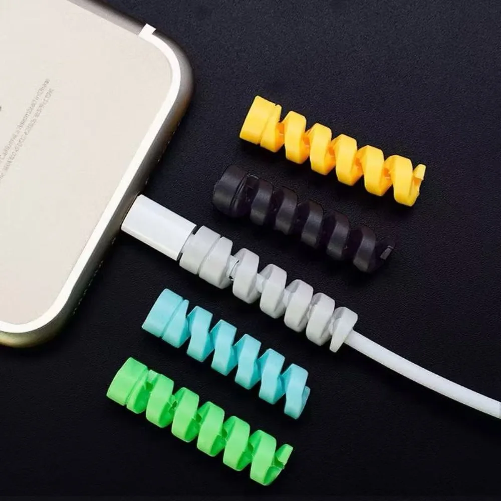 10PCS Soft Silicone Cable Protection Spiral Cable Winder Protector For Android Phone Mouse Earphone Wire Winder Clip Saver Cover