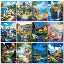RUOPOTY Diy Painting By Numbers With Frame Landscape House Acrylic Paint On Canvas Picture By Numbers For Adults Starter Kits