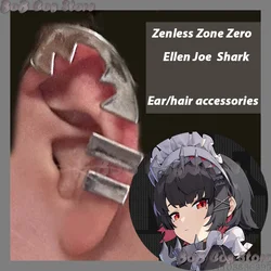 Ellen Joe Game Zenless Zone Zero Cosplay Prop Earrings Hair Accessories Made of Metal Shark Women Holloween Party Roleplay Set