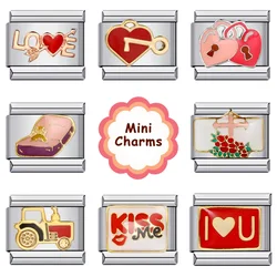 Valentine's Day Couple Lover Married Engagement Wedding Charms Italian Links 9mm Bracelets Stainless Steel DIY Making Jewelry