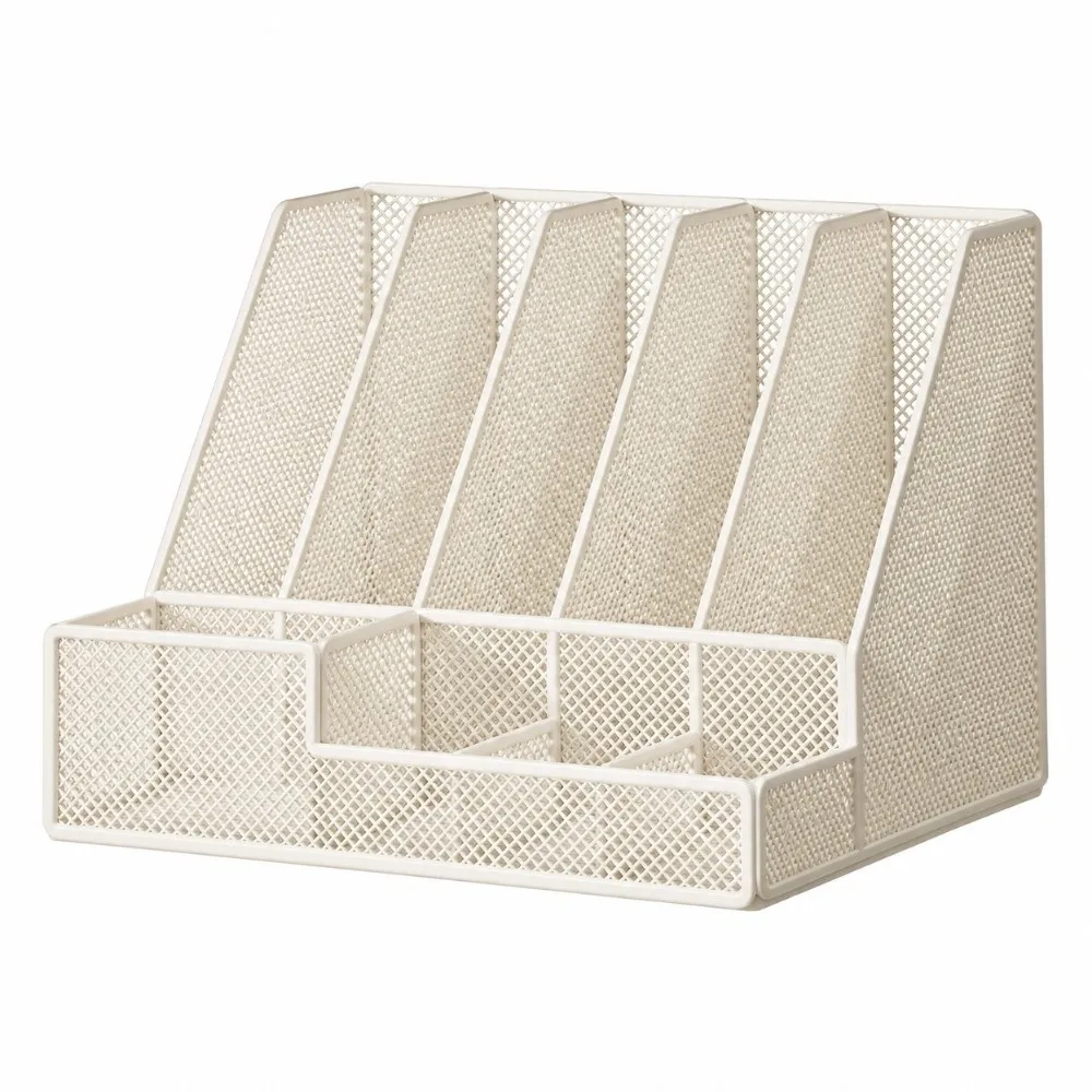 with Pen Holder Metal Desktop File Folder 3 Or 4 Slot Space-Saving Document Storage Shelf Multi-Compartment Organizer