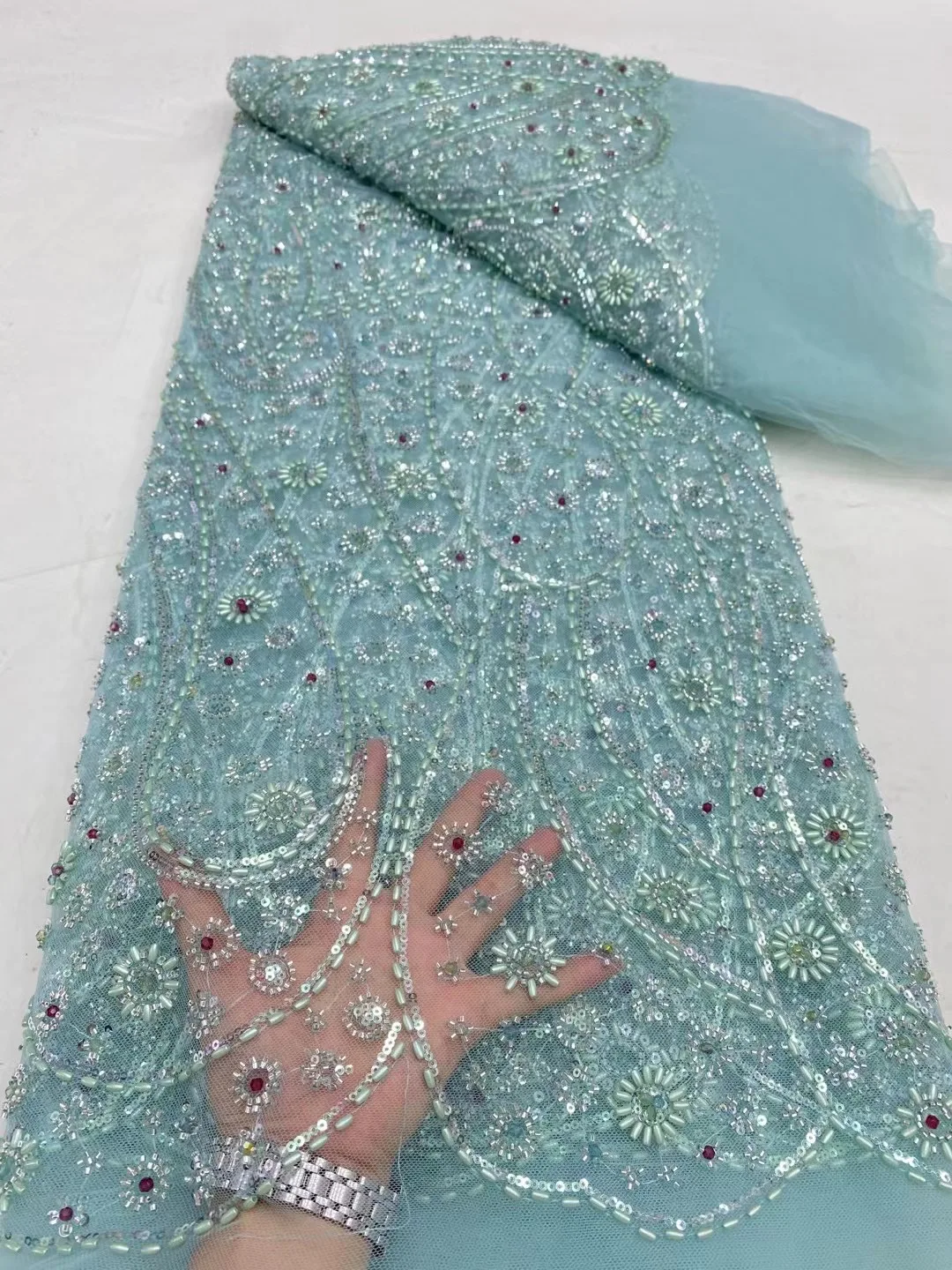 High Quality African Nigerian Gilding Tulle Lace Fabric Embroidery Organza French Lace Jacquard Brocade Lace Fabric DP0243
