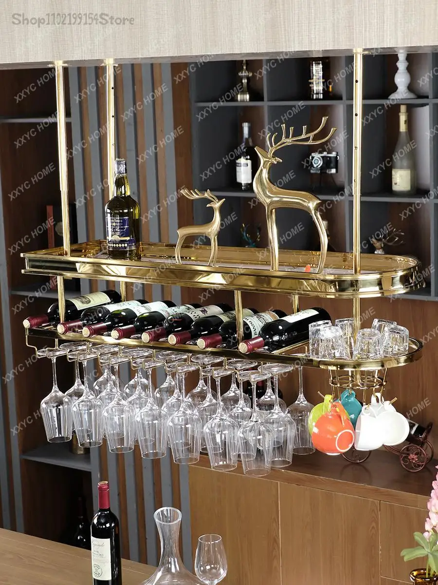 Edelstahl Weinglas Rack Licht Luxus Bar Kleiderbügel Wein regal hängen Rack Weinglas Rack kopfüber Weins chrank nach Hause