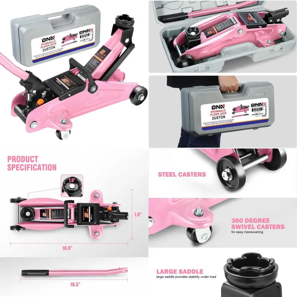 

Compact 2-Ton Pink Hydraulic Floor Jack, 5.1-13 Lift Range, Model TOOLS-00474-PK