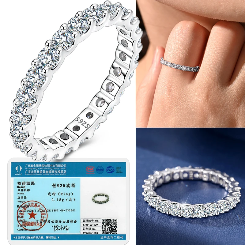 

Moissanite Ring For Woman 925 Sterling Silver Brilliant Diamond Wedding Engagement Jewelry Gift