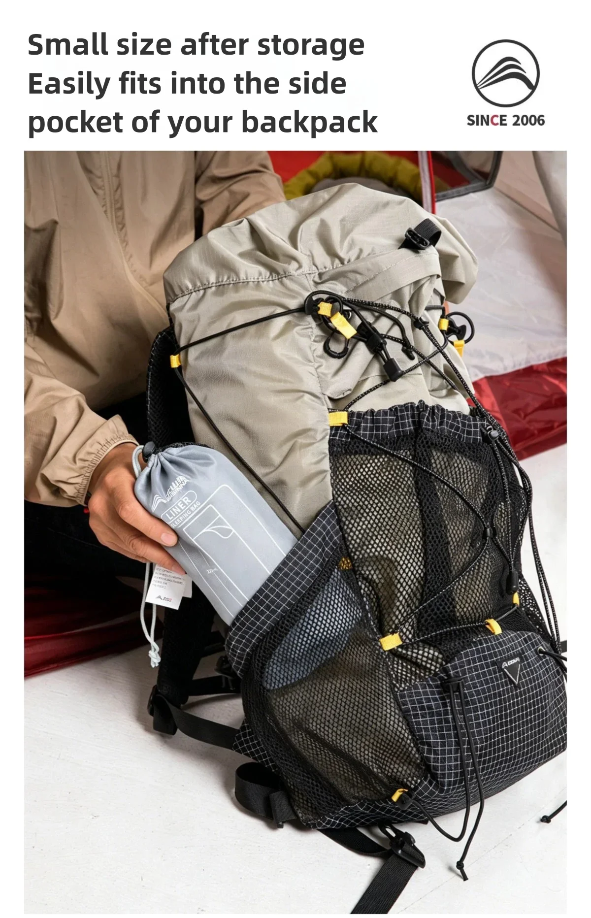 BISINNA Tragbarer Schlafsack-Innenschlafsack mit Kissenbezug, ultraleichter Polyester-Pongee-Schlafsack für Camping, Reisen, Hotel, 220 x 80 cm – Detail 8