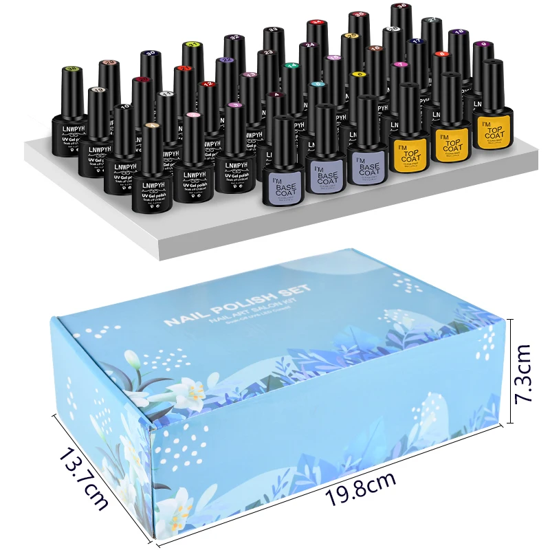 42 Teile/satz Gel Nagellack Kit Hybrid Lack Set Für Maniküre Nägel Kunst UV LED Nail art Gel Semi Permanent Basis top Mantel Lack
