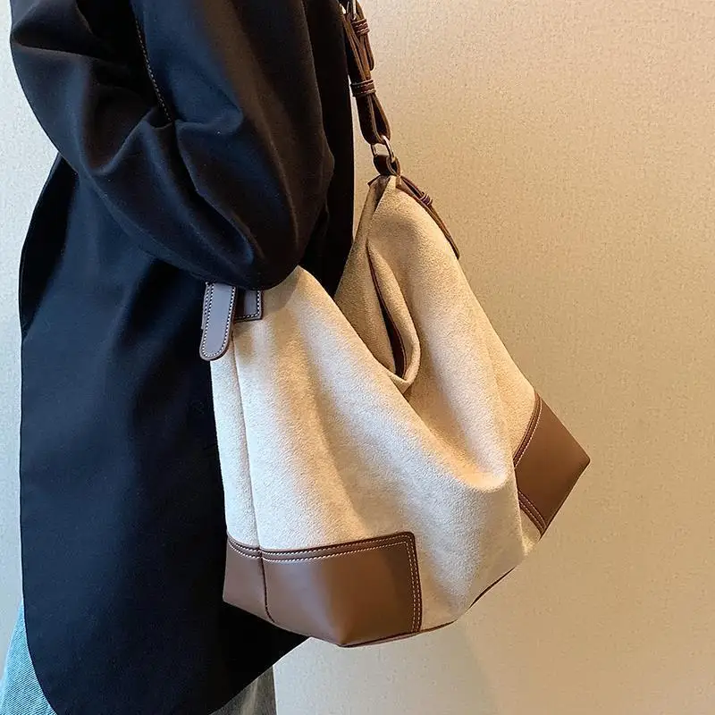 

CGCBAG Fashion Lage Capacity Bucket Tote Bag For Women High Quality Suede Luxury Designer Female Shoulder Bag Messenger Bag