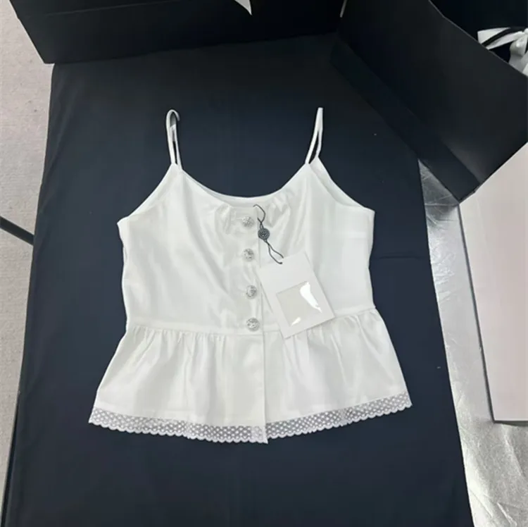 Customization New summer 2026 style women's clothing from Europe and America Sleeveless white lace trimmed blouse