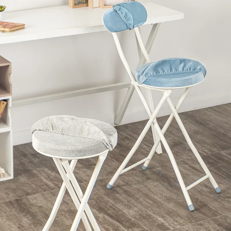 

Japanese High Backrest Counter Stools, Cloth Art Bar Chair, Convenient Folding, Comfortable Seating for Home, Kitchen Chair