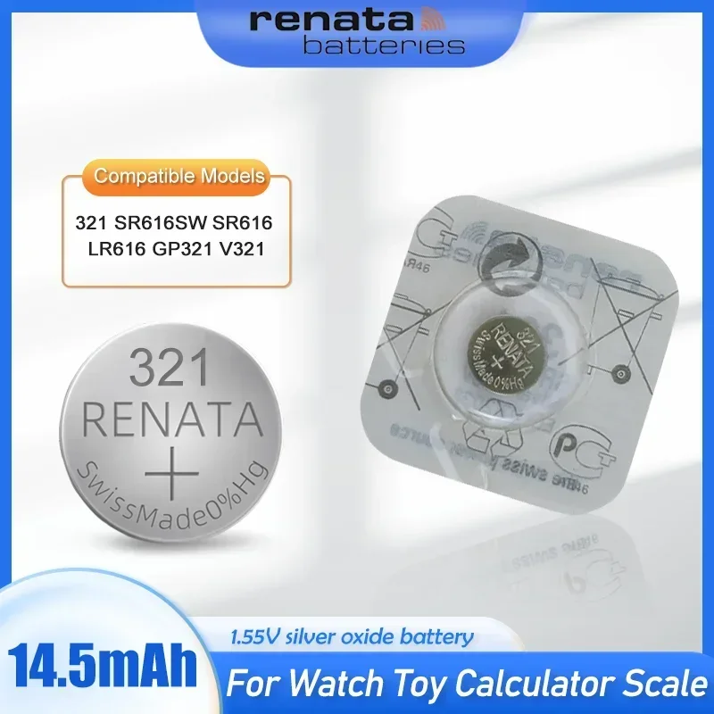 100% Original Renata 321 SR616SW SR616 V321 GP321 1.55V Silver Oxide Battery For Watch Calculator Swiss Made Button Coin Cell