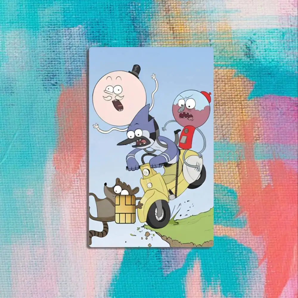 R-Regular Show Mordecai Card Stickers Credit Visa Debit Bank Charge Card Bus Metro Waterproof Sticker Decal Decoration