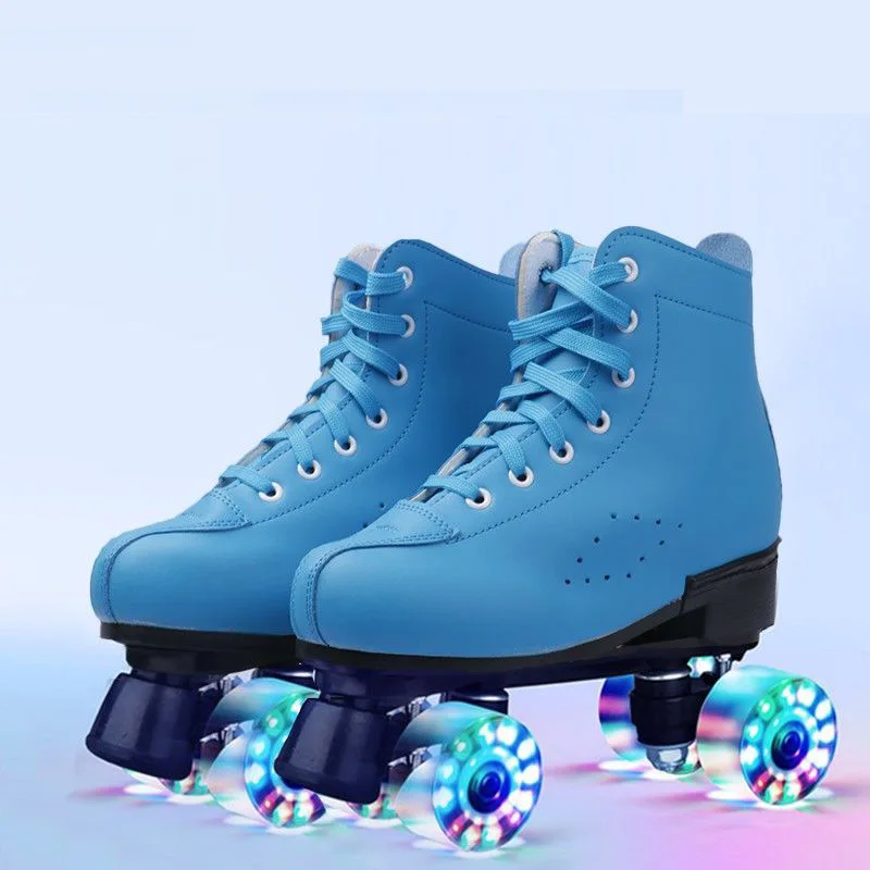 Quad Roller Skate Shoes 4 Wheels Flash Inline Skates Adult Kid Double Row Roller Shoes Professional Skating Rink Sliding Sneaker