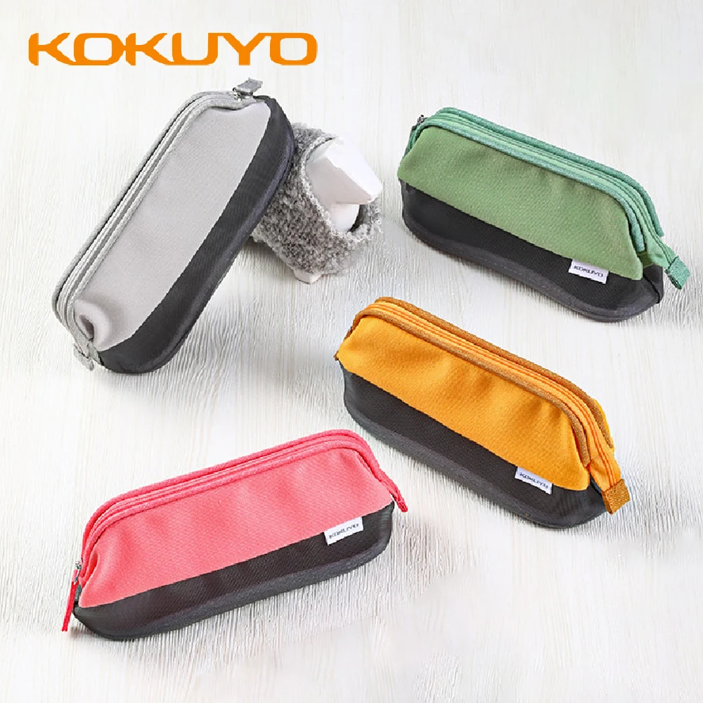 1pcs Japan Kokuyo Pencil Case Large Open Grid Pen Bag Large Capacity Student Multi Functional Storage Bag School Supplies