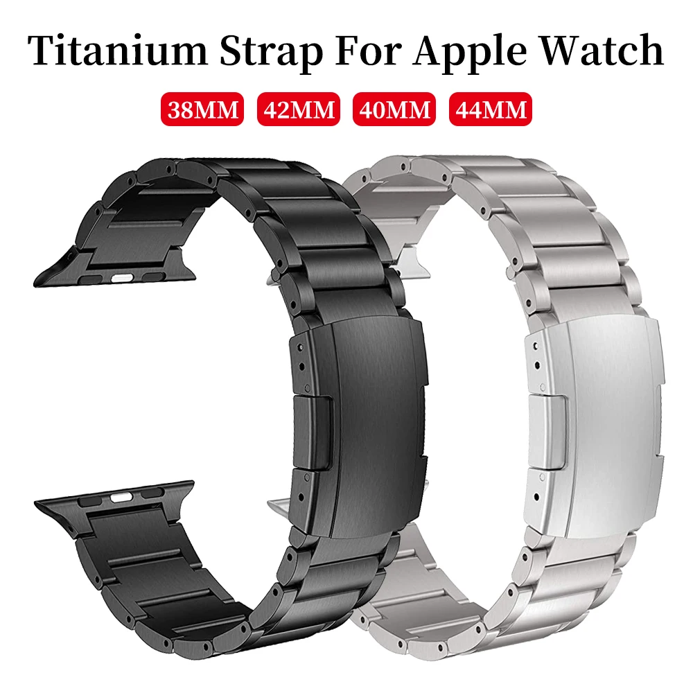 Titanium alloy Stainless steel Buckle Strap For Apple Watch band 44mm 42mm 40mm 38mm For iWatch series 6 5 4 Bracelet watchhband