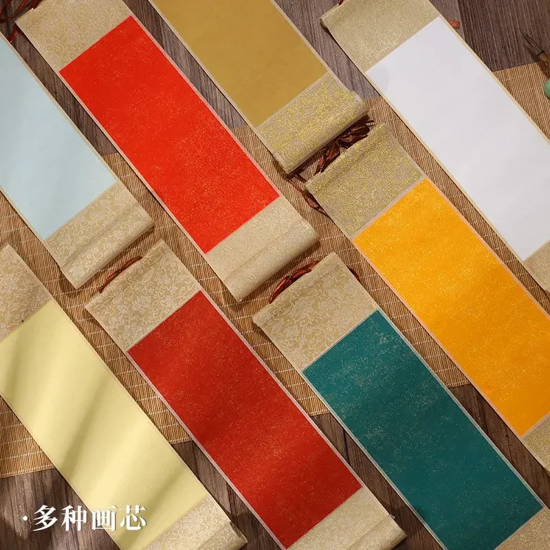 20 Classic Mini Scrolls, Song Brocade, Blank Small Hanging Scrolls, Handwritten Scrolls Semi-Dried Calligraphy Brush Characters