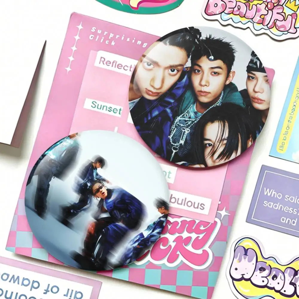 

4SHO NEW KPOP boy band LNGSHOT Badges 25 32 44 58 75 mm Round Fans Collect Friends Gifts Brooch Souvenir