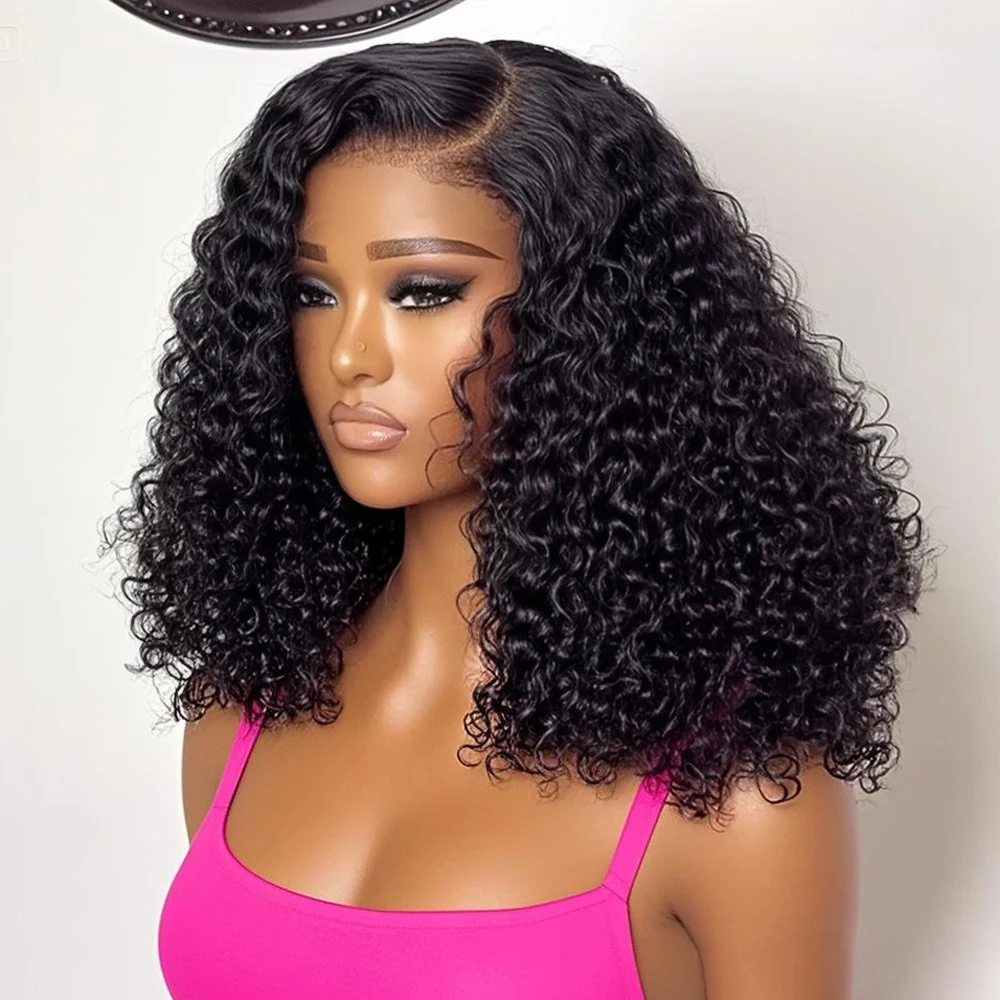 

Curly Short Bob Wigs 13x4 Lace Frontal Human Hair Pre Plucked 100% Human Hair Deep Wave Lace Front Glueless Bob Wig For Women