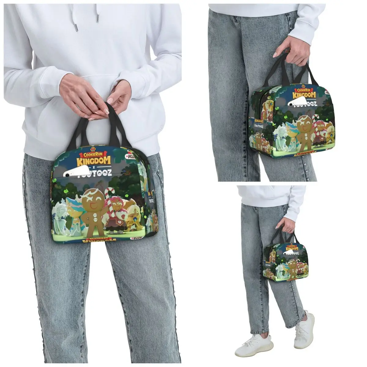 كوكي رن المملكة أكياس الغداء معزول بينتو صندوق المحمولة حقيبة الغداء قابلة لإعادة الاستخدام برودة حقيبة حرارية للمرأة طالب المدرسة #5