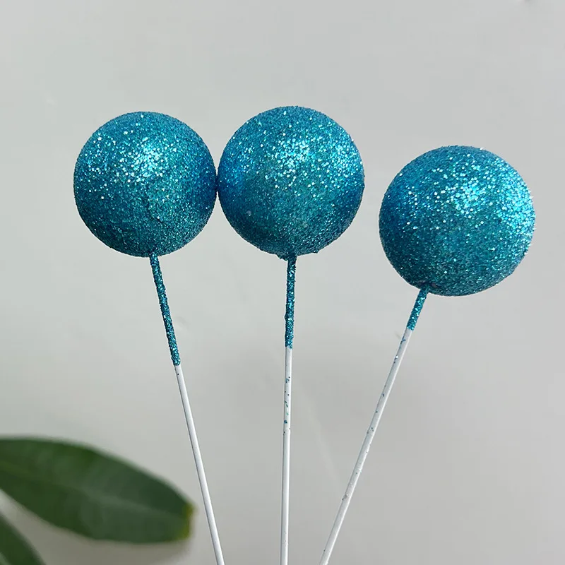 Glitzer kugeln Kuchen deckel bunte Schaum kugel Cupcake Topper Gold rot grün Kuchen Topper Bälle für Geburtstag Weihnachten Kuchen Dekorationen – Detail 31