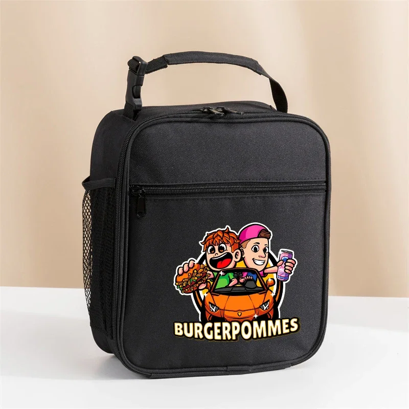 Burgerpommes Icrimax Lunch Bag Boy Cartoon Anime Thermal Bag Student Office Worker Large Capacity Lunch Box Packed Lunch Gift