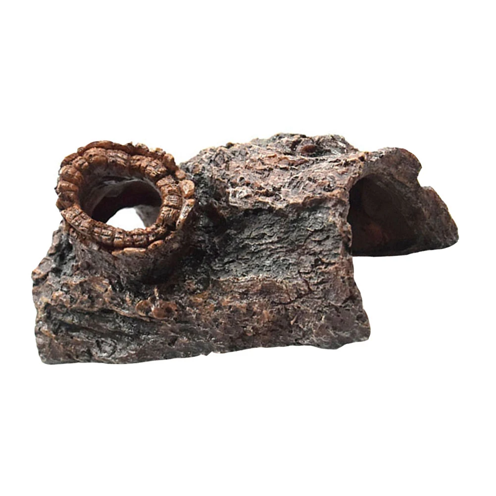 

Resin Aquarium Decoration Bark Shape Fish Tank Landscaping Ornament Hideout Cave Artificial Statue Decor For Reptile Box Glass