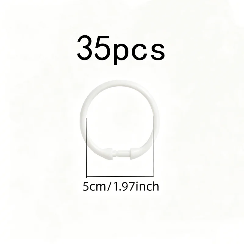 35 pcs O-Ring Shower Curtain Rings with Transparent Clear Plastic, ideal for Bathroom Shower Curtain and Home Bath Area