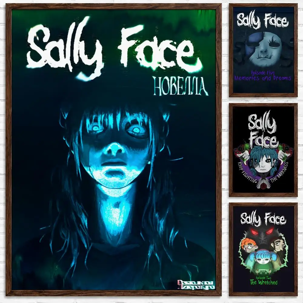 Dark Psychological Adventure Game Sally Face Poster Self‑Adhesive Waterproof Poster Sticker Coffee House Bar Wall Art Home Decor