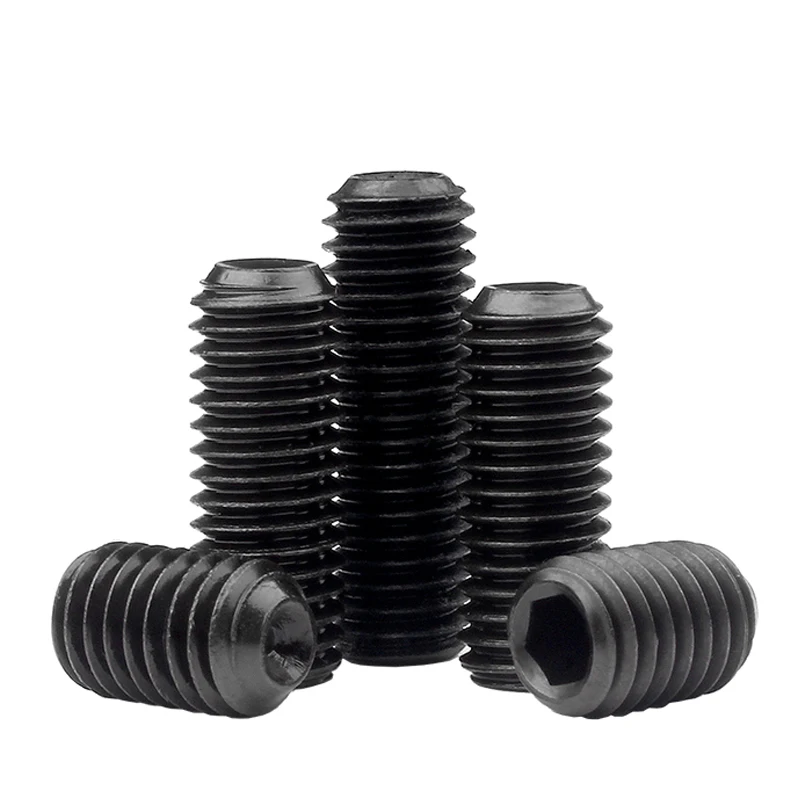 100//50/20/10 pz M1.6 M2 M2.5 M3 M4 M5 M6 Din916 Grado 12.9 Nero Placcato Acciaio Al Carbonio Hex Socket Set Viti Vite senza testa