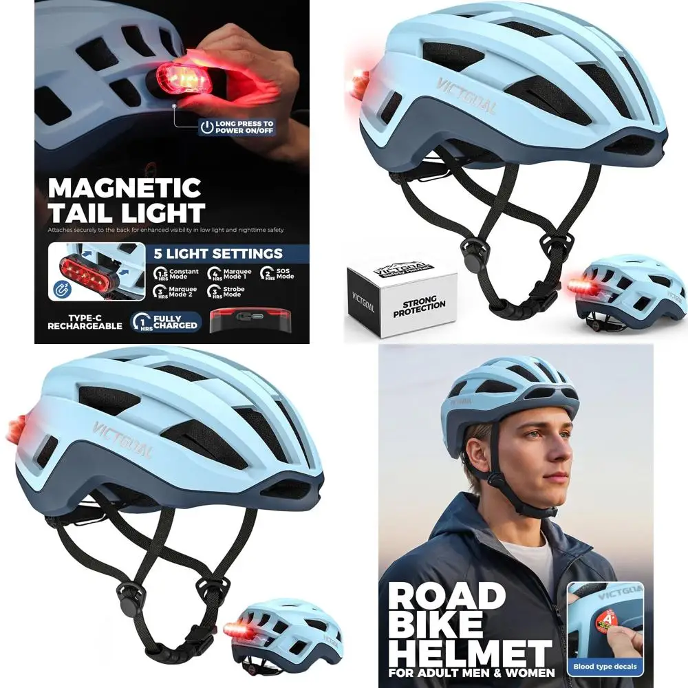 

Adjustable Breathable Helmet with Detachable Magnetic Light for Adult Cycling, Suitable for Road and Mountain Bikes