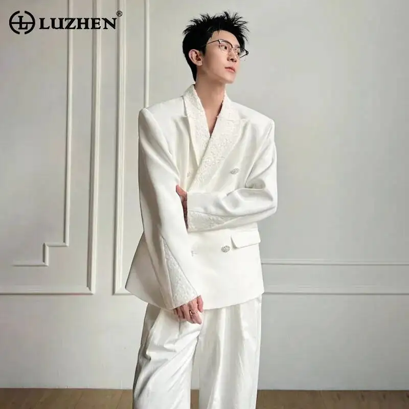 LUZHEN 2026 Spring Embroidery Pattern Patchwork Design Elegant Temperament Blazer Coat Men Fashion Handsome Luxury Jacket JY6572