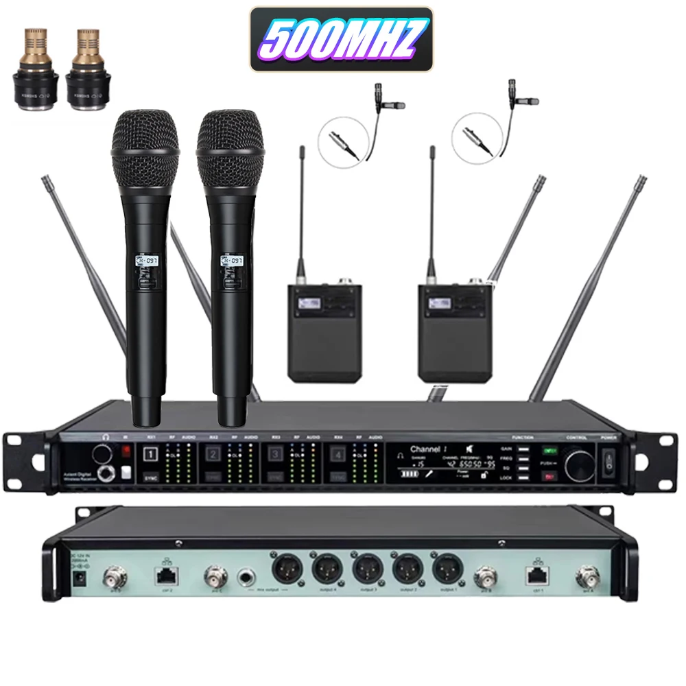 Paulkitson AD4Q KSM9 Professioneel Draadloos Microfoonsysteem 4-Kanaals 500/600/900MHZ Headset Microfoon Lavalier Voor Podium Buiten