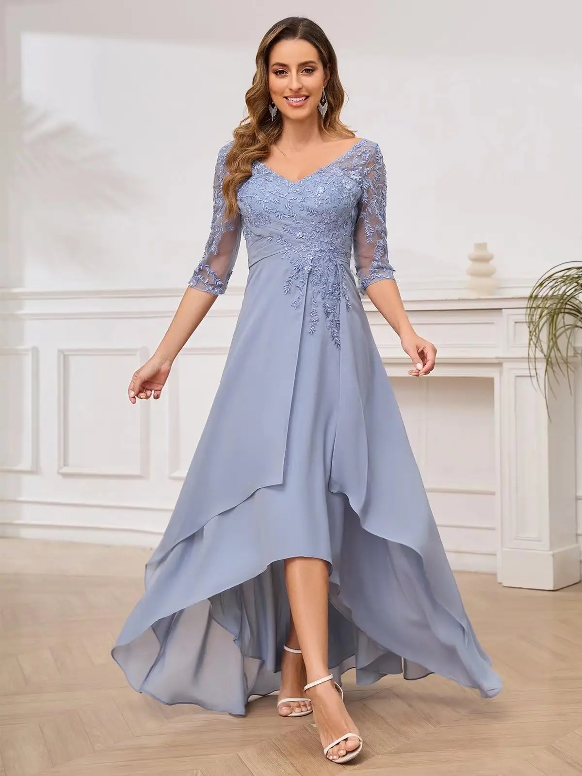 

Lace Applique Mother of The Bride Dresses Chiffon Formal Evening Dresses for Women