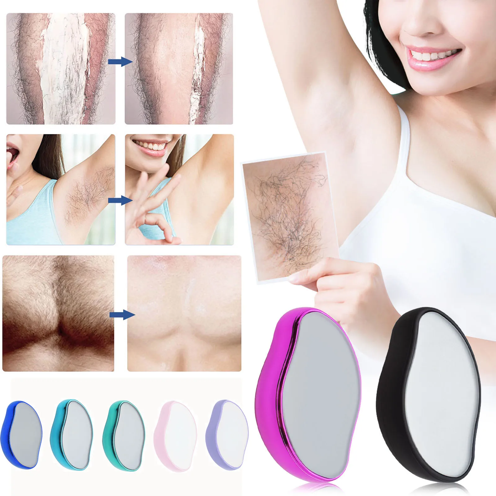 New 2022 New Physical Crystal Hair Removal Glass Hair Removal Tool for Men and Women Body Hair Can Be Washed and Used Repeatedly