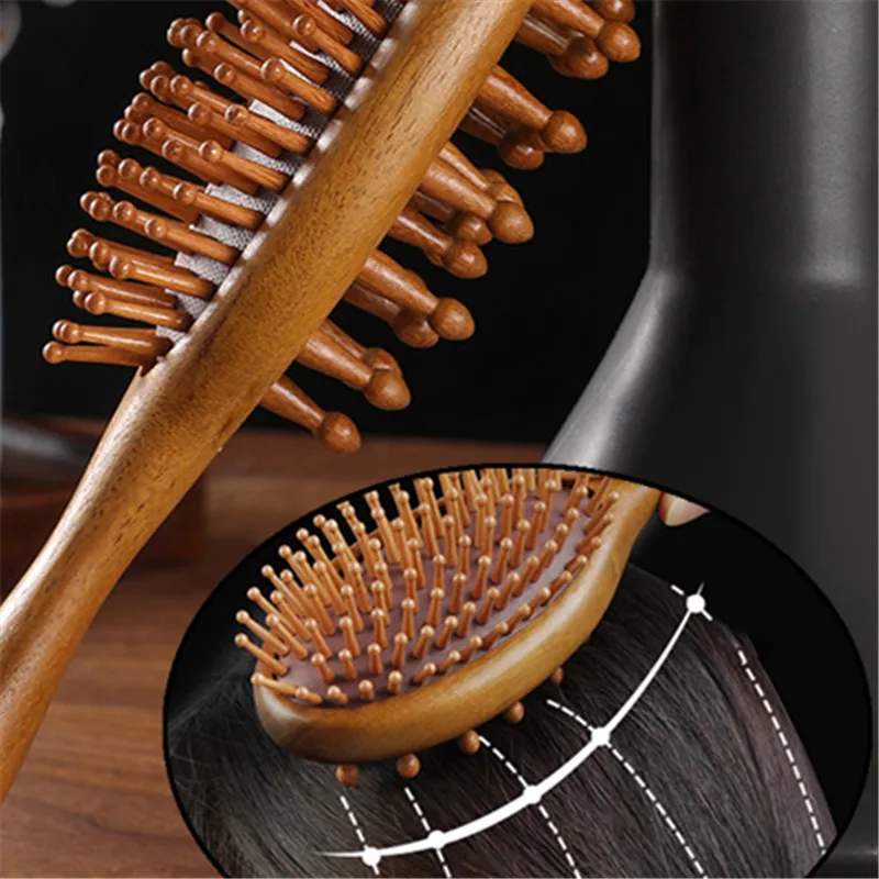 

1pc Double Sided Sandalwood Air Bag Comb Anti Static Scalp Massage Wood Combs Head Blood Circulation Curly Hair Styling Tools