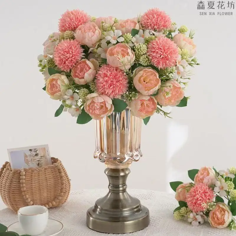 

Artificial Flowers White Silk Bride Bouquets Peony Wedding Supplies Home Room Garden Party Autumn Chriatmas Decor Fake Floral