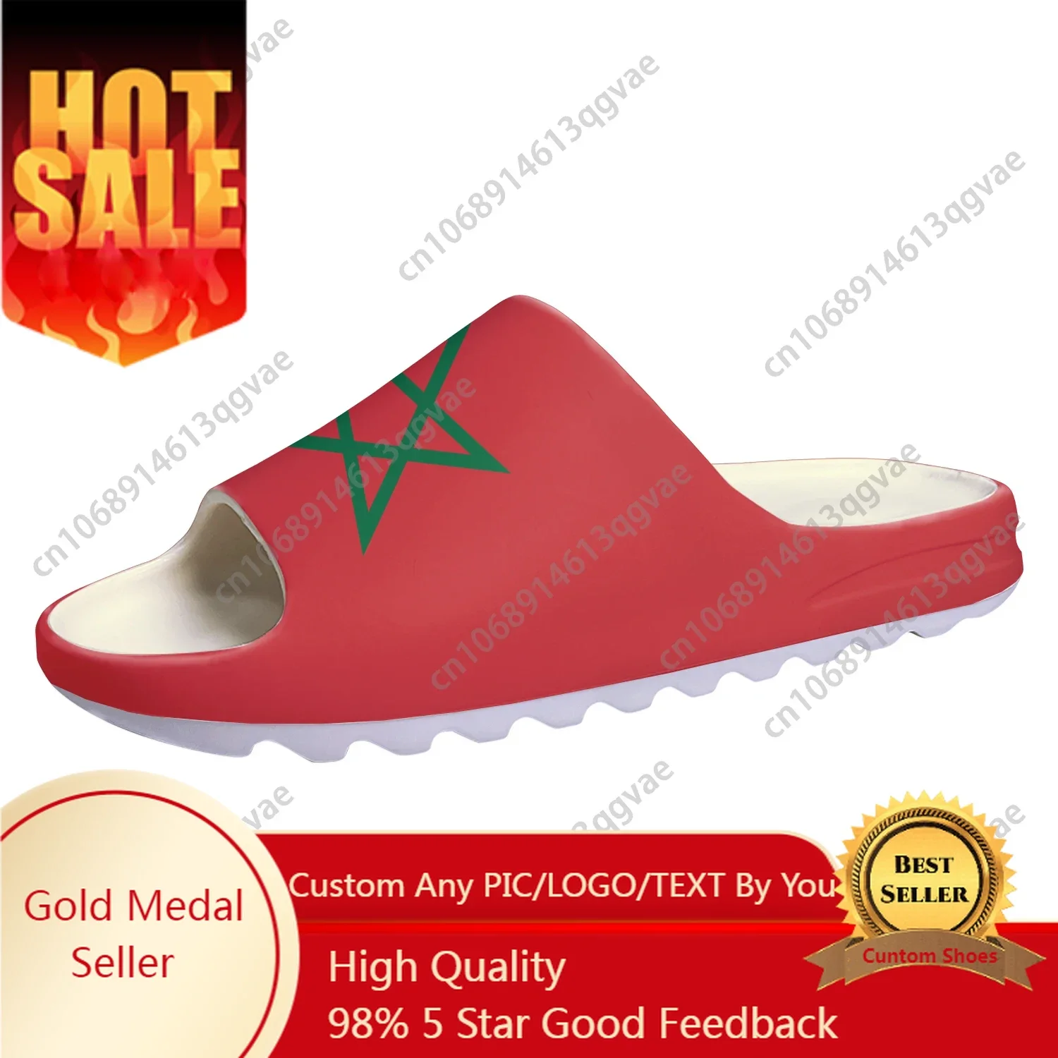 

Moroccan Flag Soft Sole Sllipers Home Clogs Step on Water Shoes Mens Womens Teenager Bathroom Morocco Customize on Shit Sandals