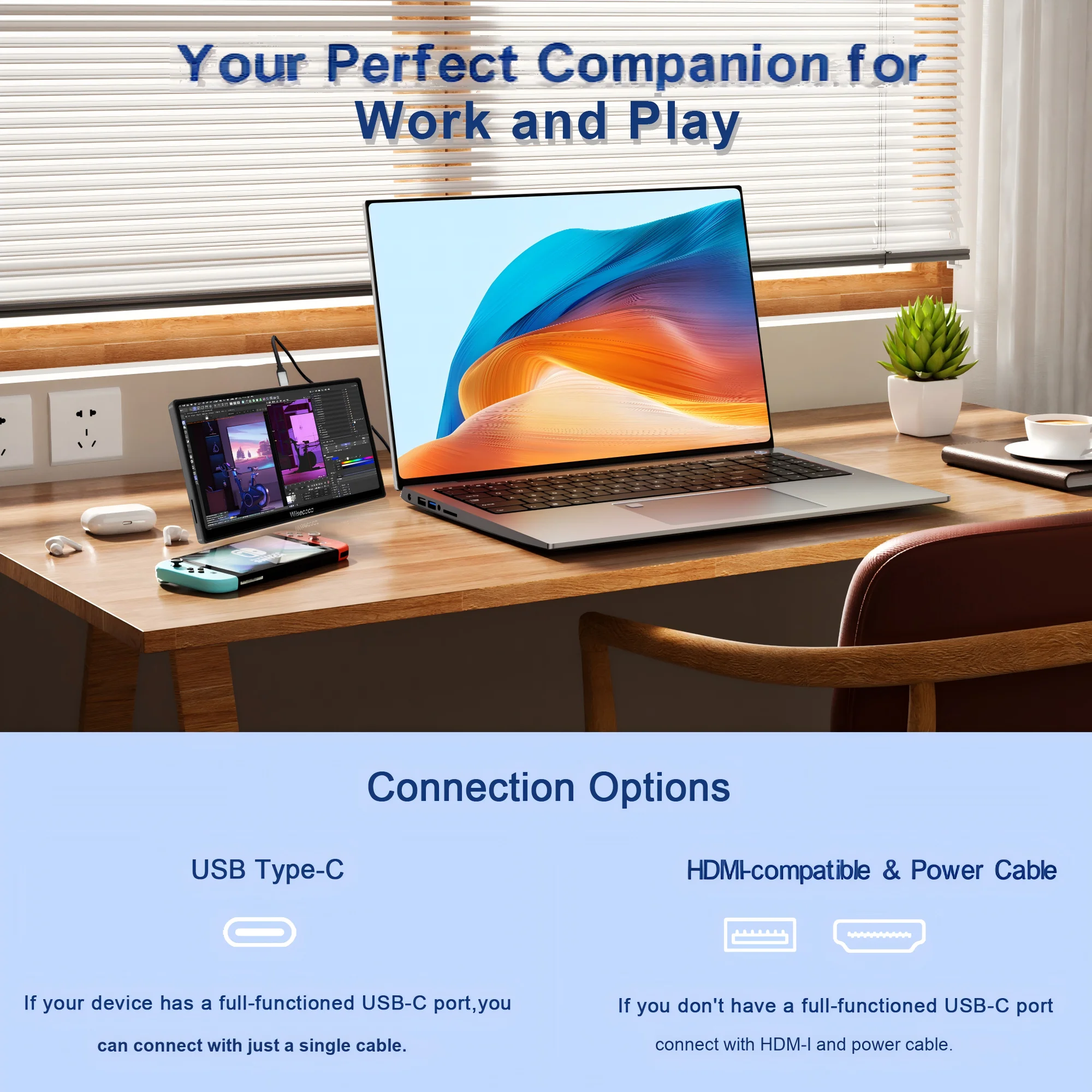 7인치 휴대용 모니터 120Hz 게이밍 터치스크린 IPS 1920x1080 미니 모니터 PC 보조 화면 USB C 스위치 PS5 엑스박스용 썸네일 5