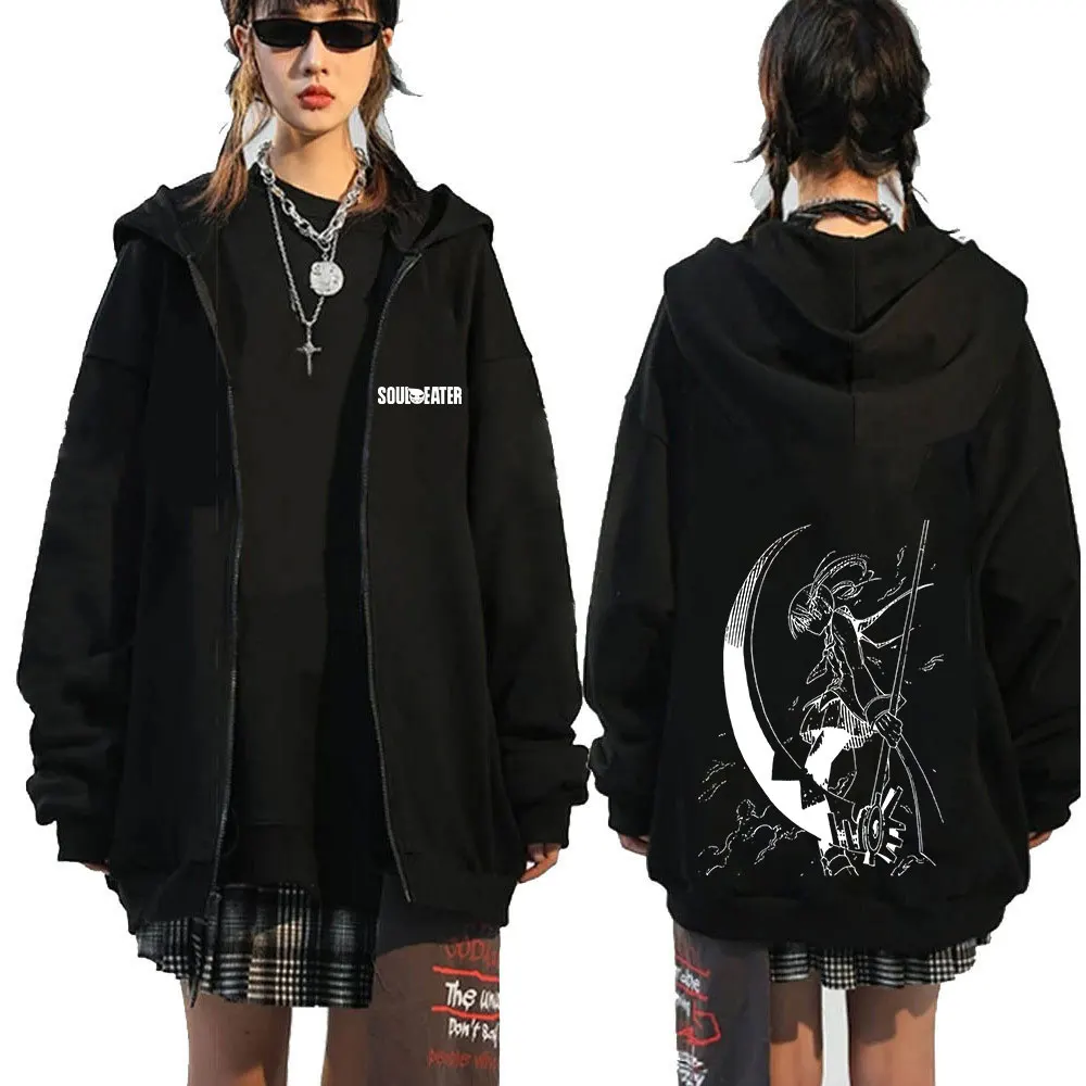 

Japanese Anime Soul Eater MAKA ALBARN Zipper Hoodies Men's Women Zip Up Hooded Sweatshirts Long Sleeves Pullovers Jackets Caots