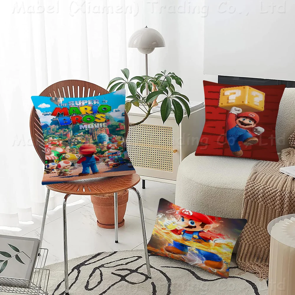 

S-SuperS M-MarioS Office Cushion Pillowcase Car Cushion Cover45X45CM Lumbar Pillowcase Sofa Pillowcover