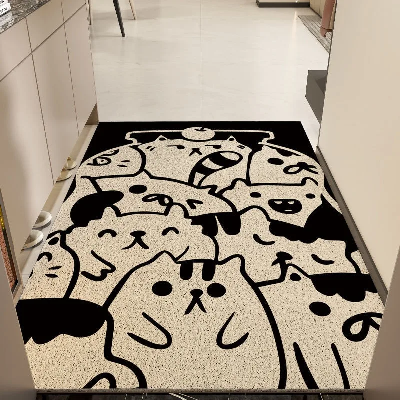Cute Monster Cartoon Entrance Mat Living Room Hallway Rug Non-Slip Wear-Resistant Home Foot Pad Trimable