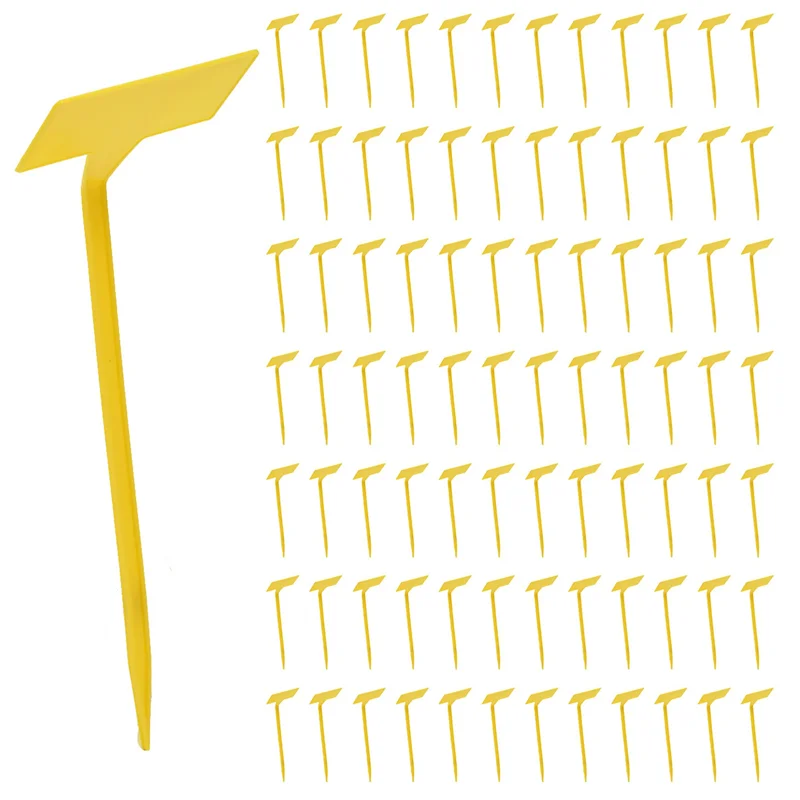 

ABFI 250 Pcs Bonsai Plastic Plant Labels Garden Labels T-Type Upturned Garden Tags Markers Nursery Upturned Yellow
