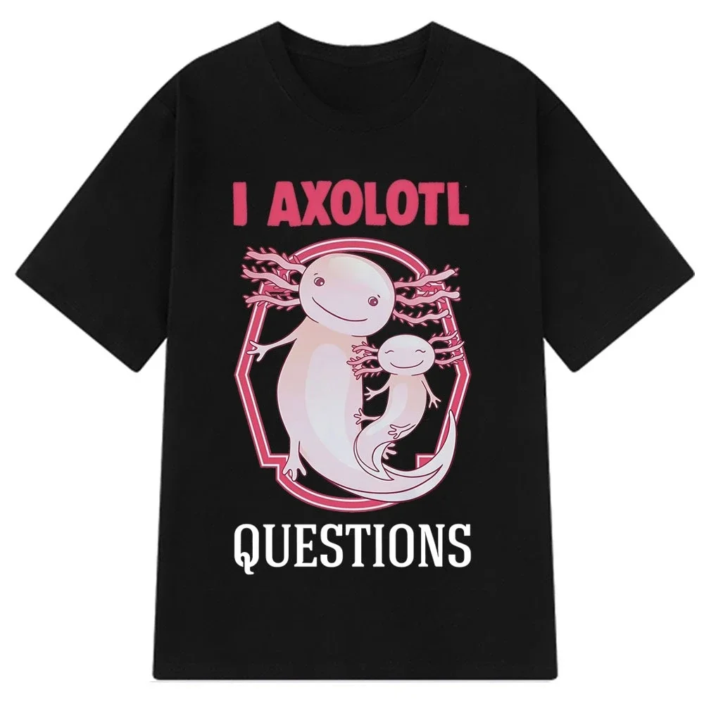 

Summer men's Axolotl pattern Harajuku print casual hip-hop 100% pure cotton high-quality streetwear