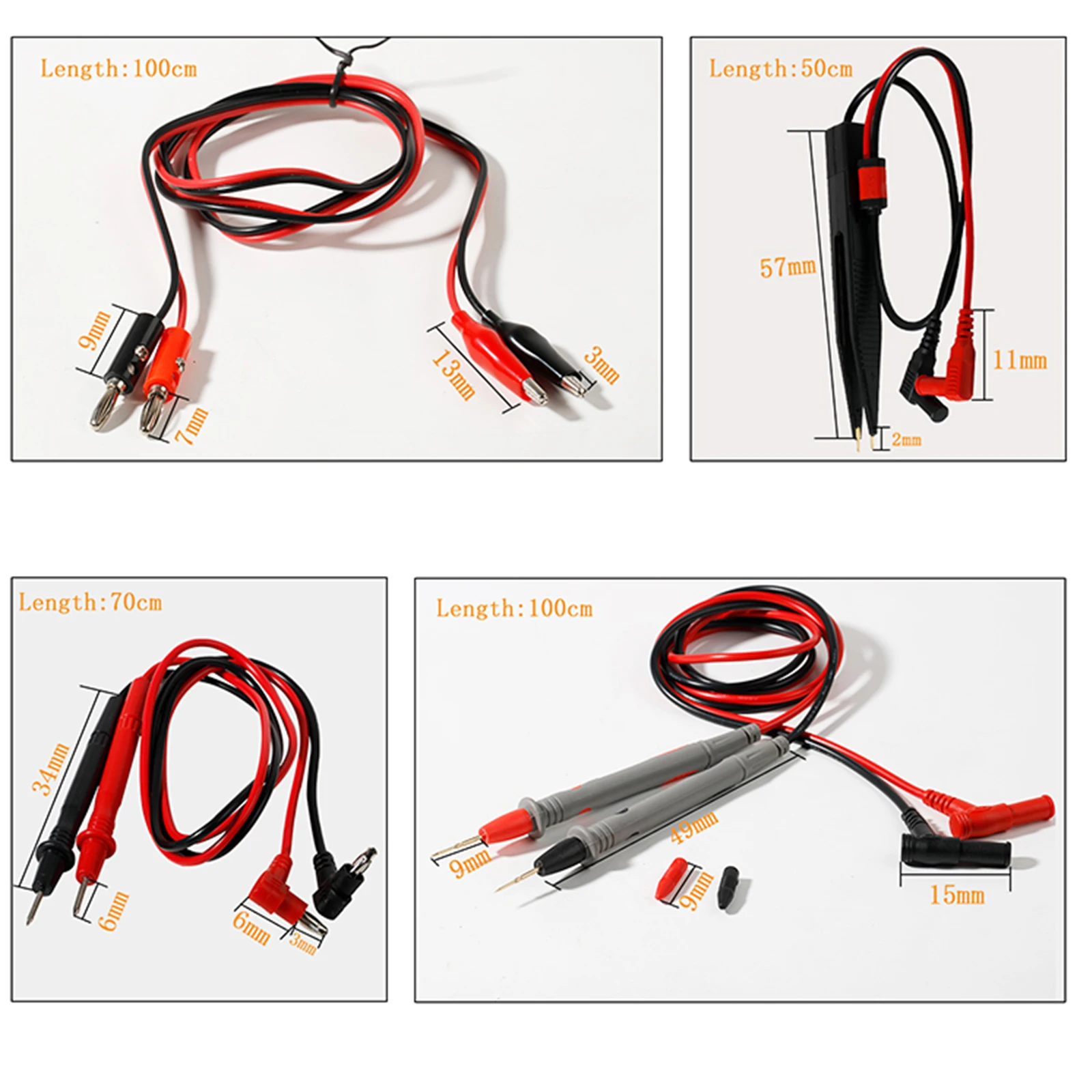 Multimetr przewody pomiarowe uniwersalny kabel wtyczka bananowa aligatora z klipsy krokodylkowe