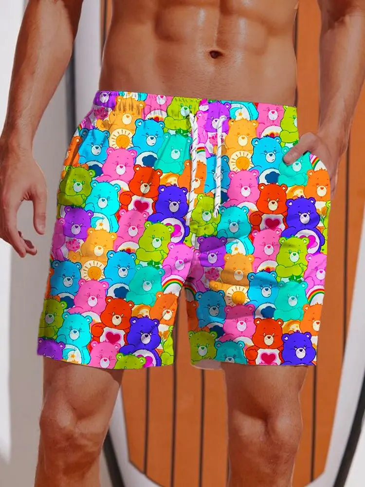 Fashion Cute Bear Animal Print Men's Short Pants Women 3D Printed Swimsuit Swim Trunks Beach Shorts Skateboard Sport  Ice Shorts