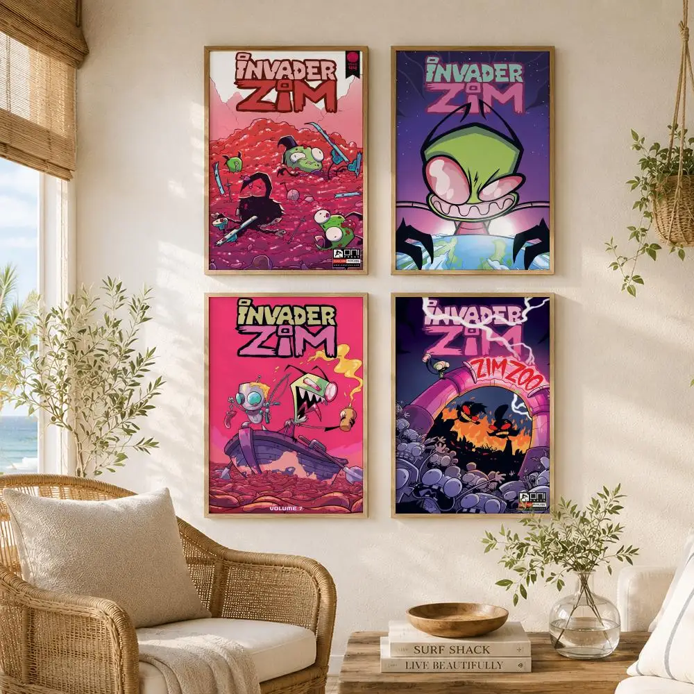 Animation I-Invader Zim Poster Versatile HD Waterproof Wall Art Self-Adhesive Decor for Any Space Ideal Gift