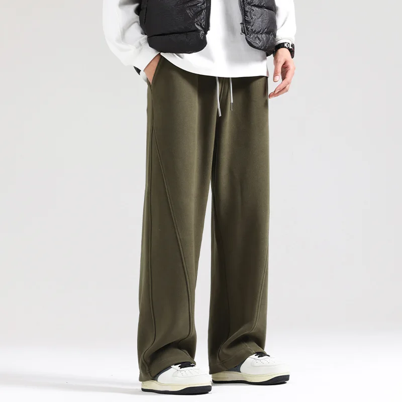 

Простые и универсальные вязаные гладкие теплые толстые удобные мягкие и повседневные брюки с изогнутыми ножками для осенних и зимних мужских брюк