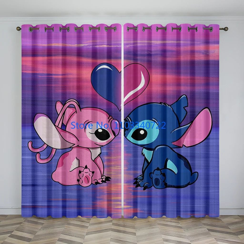 Anime Flash Lilo & Stitch Window Curtain 184x215cm 3D Print Shading Blackout Curtains Living Room Bedroom Decor Kids Gift