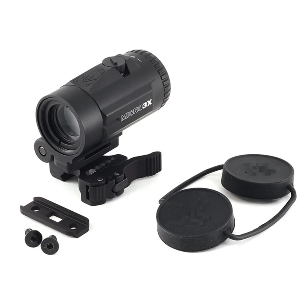 

3x Magnifier Scope Sight With Adjustable QD Flip to Side Mount For Red Dot Sights Laser Sight