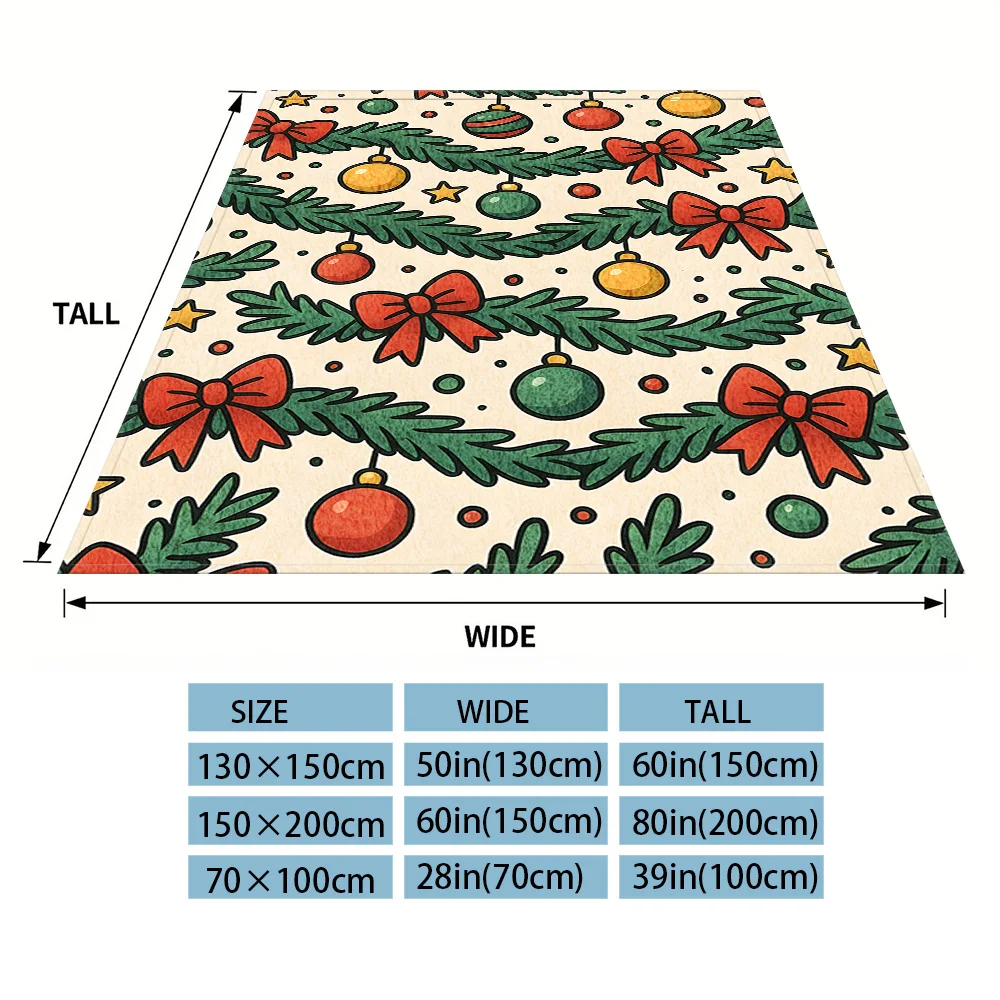 Xmas Garland Flannel Blankets Are Suitable For Sofas, Men's Room Decorations, Thick And Warm Gifts For Teenagers